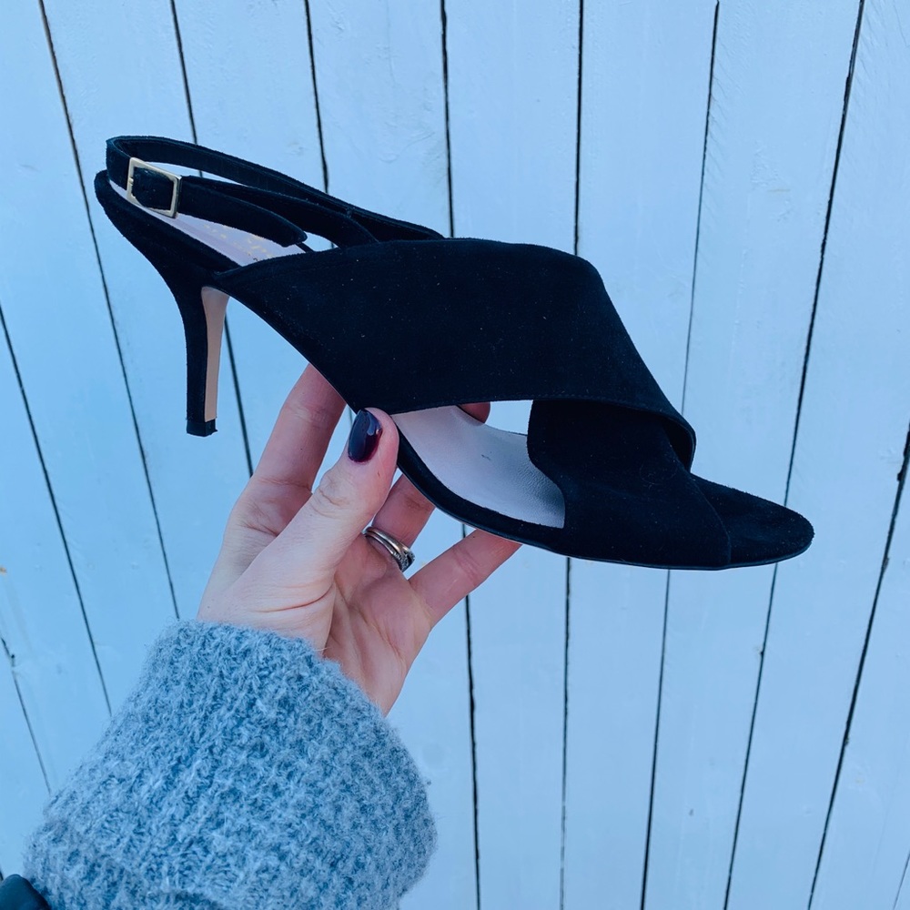 Kate spade 9.5 black suede sandal kitten Heel